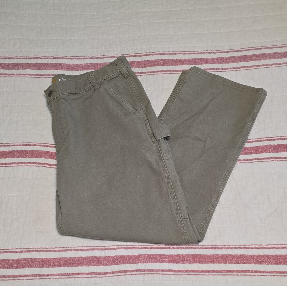 Carhartt Men’s 38x30 Relaxed Fit Cotton Canvas Work Pants Tan Cargo Pockets